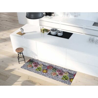 Atticgo Tapis de cuisine lavable cactus gris/multicolore 52x200 cm - Publicité Atticgo Tapis de cuisine lavable cactus gris/multicolore 52x200 cm - Publicité