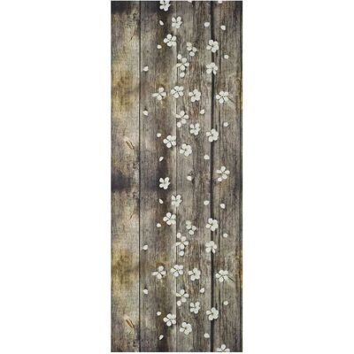 Atticgo Tapis de cuisine lavable fleurs marron 52x200 cm - Publicité Atticgo Tapis de cuisine lavable fleurs marron 52x200 cm - Publicité