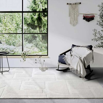 Villeroy & Boch Tapis salon 120x170cm ecru laine géométrique - Publicité Villeroy & Boch Tapis salon 120x170cm ecru laine géométrique - Publicité