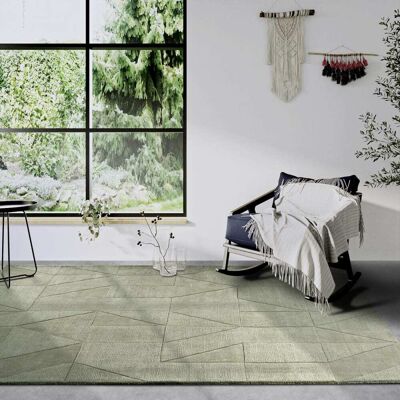 Villeroy & Boch Tapis chambre 120 x 170 cm, laine douce, géométrique, vert beige - Publicité Villeroy & Boch Tapis chambre 120 x 170 cm, laine douce, géométrique, vert beige - Publicité