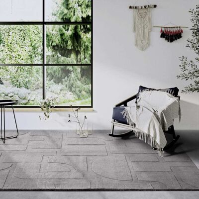 Villeroy & Boch Tapis salon 120x170cm gris laine géométrique - Publicité Villeroy & Boch Tapis salon 120x170cm gris laine géométrique - Publicité