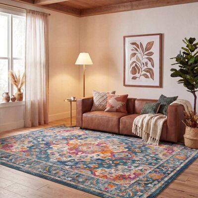 Safavieh Tapis contemporain en polypropylène bleu/rose, 235 x 305 cm - Publicité Safavieh Tapis contemporain en polypropylène bleu/rose, 235 x 305 cm - Publicité