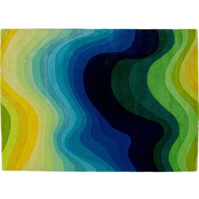 Kare Design Tapis en viscose vert, jaune et bleu 240x170 - Publicité Kare Design Tapis en viscose vert, jaune et bleu 240x170 - Publicité