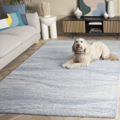Safavieh Tapis moderne contemporain en laine bleu/blanc, 152 x 244 cm - Publicité Safavieh Tapis moderne contemporain en laine bleu/blanc, 152 x 244 cm - Publicité