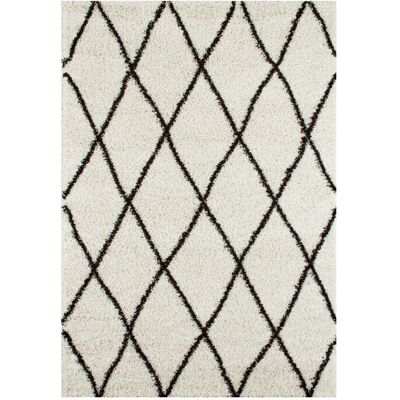 sweeek Tapis intérieur shaggy, poils longs, style berbère, blanc et noir 160 - Publicité sweeek Tapis intérieur shaggy, poils longs, style berbère, blanc et noir 160 - Publicité