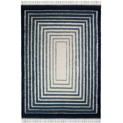 Flair Rugs Tapis en laine bleue et beige 140x200cm - Publicité Flair Rugs Tapis en laine bleue et beige 140x200cm - Publicité