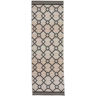 Flair Rugs Tapis de couloir moderne beige et noir 80x300cm - Publicité Flair Rugs Tapis de couloir moderne beige et noir 80x300cm - Publicité