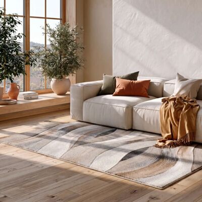 Atticgo Tapis abstrait beige/marron 200x290 cm - Publicité Atticgo Tapis abstrait beige/marron 200x290 cm - Publicité