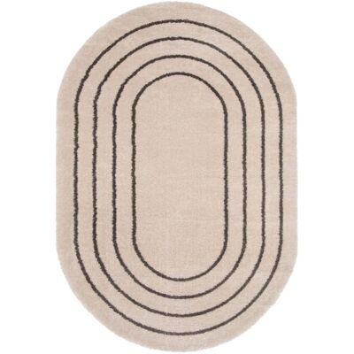 The Deco Factory Tapis ovale crème noir à reliefs doux 160x230 - Publicité The Deco Factory Tapis ovale crème noir à reliefs doux 160x230 - Publicité