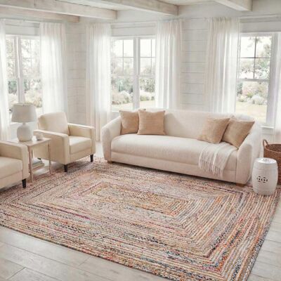 Safavieh Tapis côtier en jute beige/multicolore, 152 x 152 cm - Publicité Safavieh Tapis côtier en jute beige/multicolore, 152 x 152 cm - Publicité