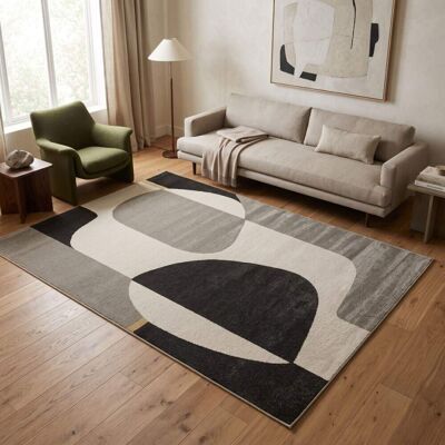 The Deco Factory Tapis moderne à motif abstrait gris noir et écru 160x230 - Publicité The Deco Factory Tapis moderne à motif abstrait gris noir et écru 160x230 - Publicité