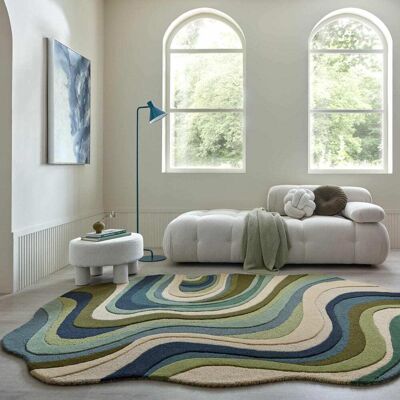 Flair Rugs Tapis en laine multicolore tons verts 140x200cm - Publicité Flair Rugs Tapis en laine multicolore tons verts 140x200cm - Publicité