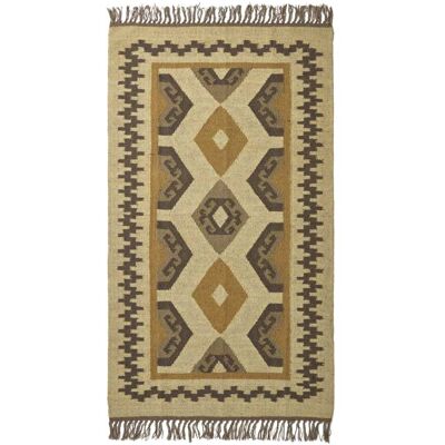Tapis kilim Homescapes Ravar Marron & Or - Fait main, 160x230cm, Laine et jute équitables - Publicité Tapis kilim Homescapes Ravar Marron & Or - Fait main, 160x230cm, Laine et jute équitables - Publicité