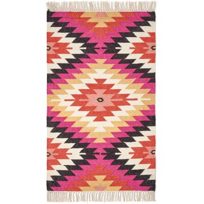 Homescapes Tapis kilim géométrique en laine multicolore 90x150 cm - Publicité Homescapes Tapis kilim géométrique en laine multicolore 90x150 cm - Publicité