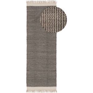 Benuta Tapis de couloir en laine noir & blanc 80x250