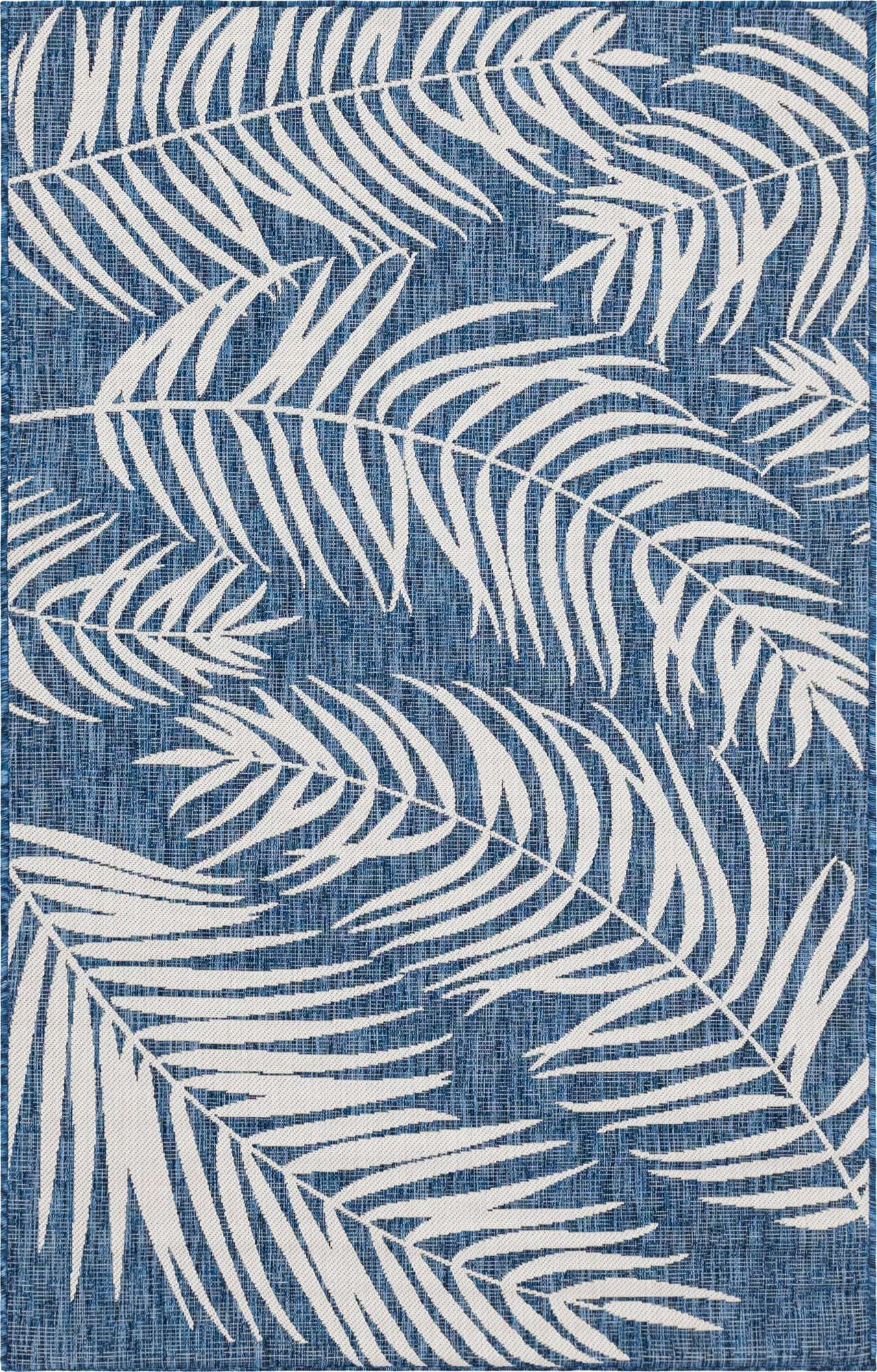 Nazar Tapis intérieur extérieur bleu au motif palmier 160x230