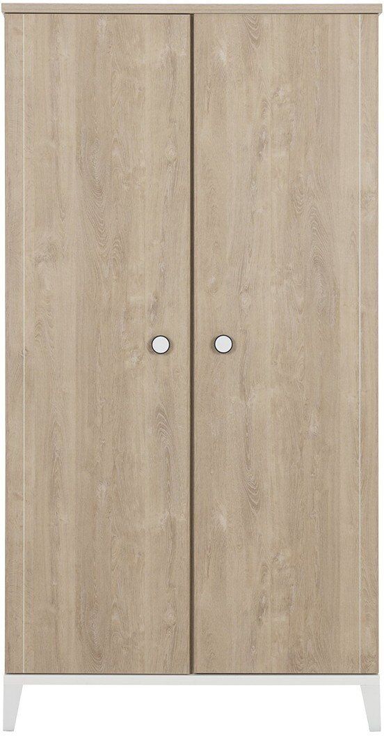 Calicosy Armoire 2 portes Décor bois et blanc Bébé - 102 x 195cm