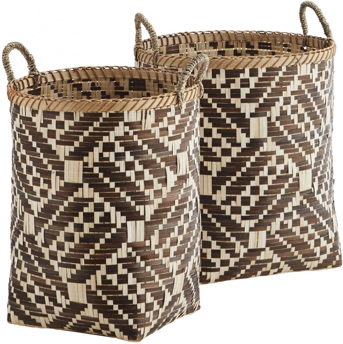 Madam Stoltz Paniers en bambou marron - Lot de 2