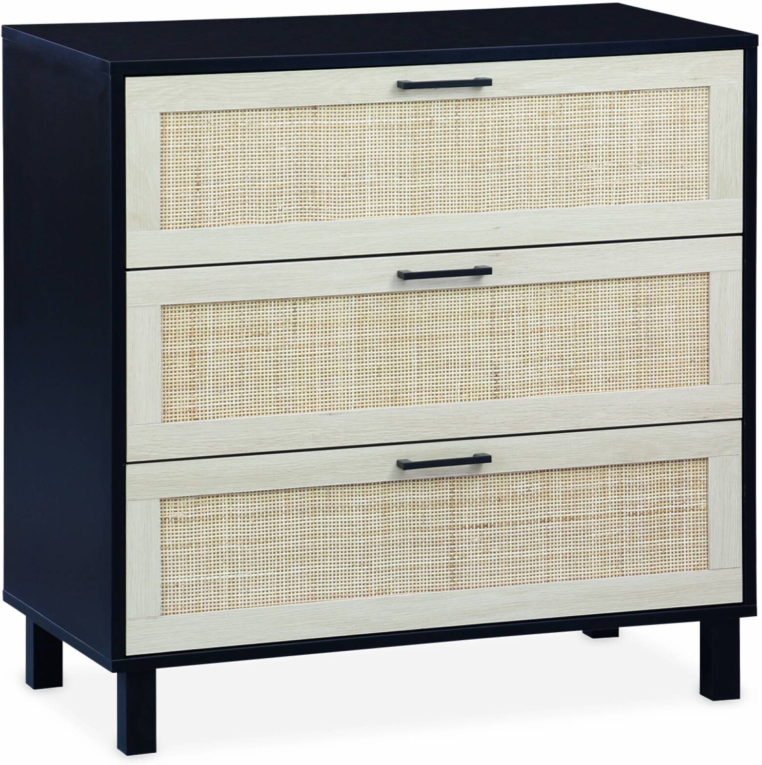 sweeek Commode noire et cannage 80 x 40 x 80cm