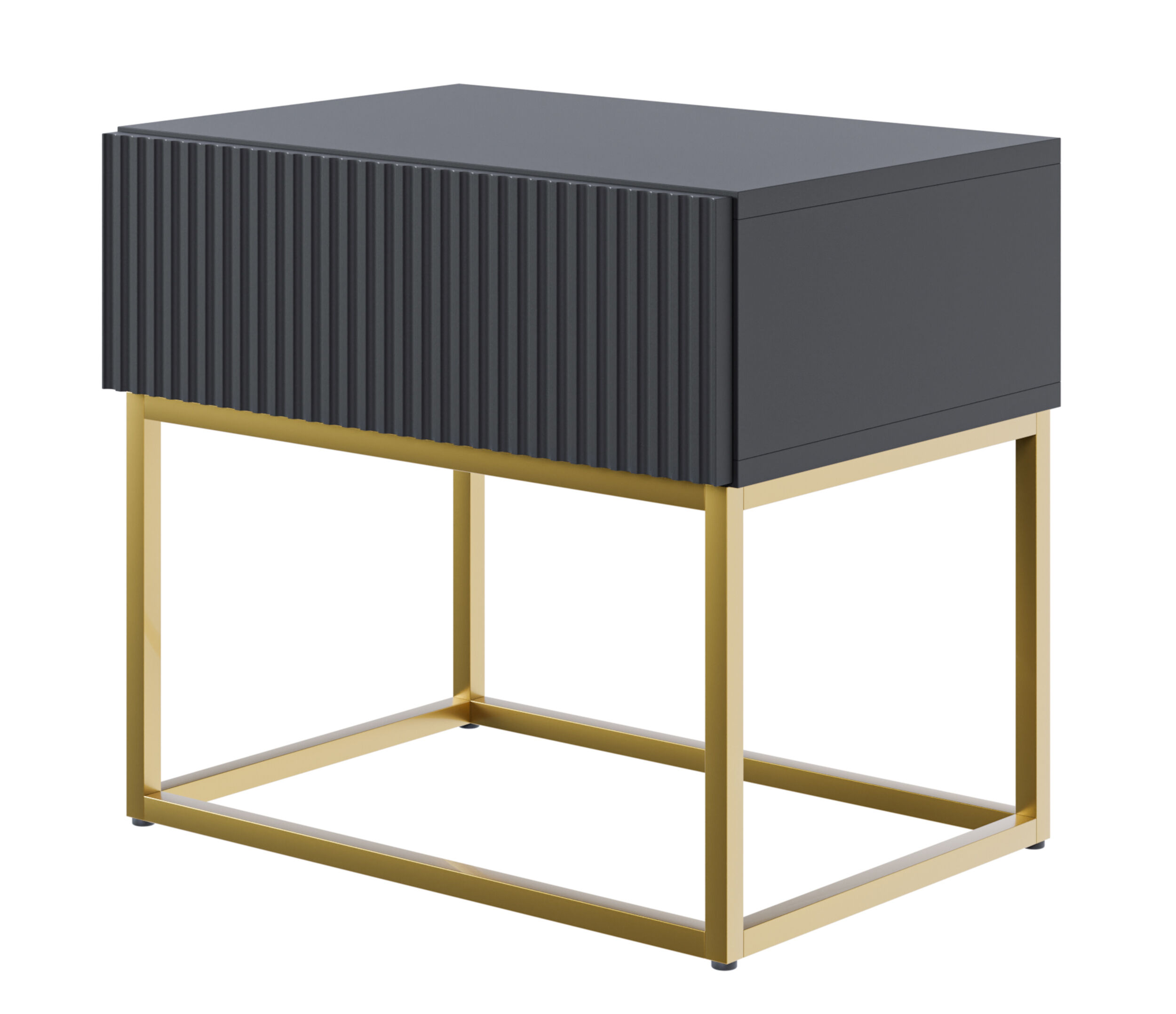 Selsey Table de chevet noire avec pieds dorés 50x36 cm