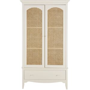 Maisons du Monde Armoire 2 portes 1 tiroir blanc casse cannage en rotin