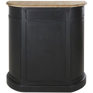 Maisons du Monde Bar en bois noir et plateau beige, 2 tiroirs 3 etageres et rangement bouteilles