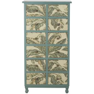 Maisons du Monde Chiffonier 12 tiroirs vert motif feuilles de bananier