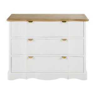 Maisons du Monde Commode 3 tiroirs en bois de manguier massif blanc et beige