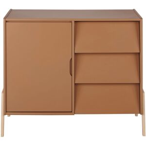 Maisons du Monde Commode double compatible plan a langer 1 porte 3 tiroirs marron caramel