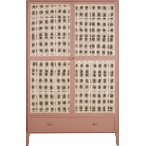 Maisons du Monde Dressing 2 portes 1 tiroir terracotta et cannage en rotin