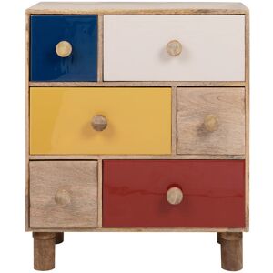 Maisons du Monde Petit meuble de rangement 6 tiroirs en bois de manguier multicolore