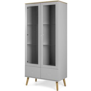 Meubles & Design Armoire scandinave portes vitrees avec tiroirs gris