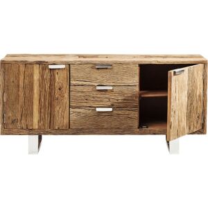 Kare Design Buffet 2 portes 3 tiroirs en bois recycle et acier poli