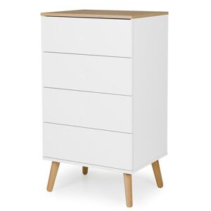 Tenzo Petit meuble de rangement en bois 4 tiroirs H98cm blanc