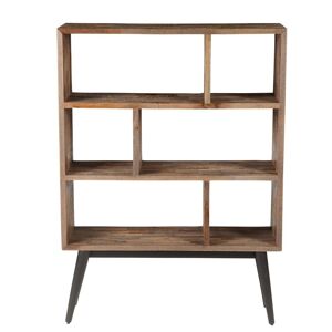 Zago Bibliotheque en teck recycle et metal 120 cm 6 niches