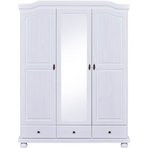 Altobuy Armoire 3 portes avec penderie bois massif vernis blanc