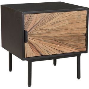 Now s Home Table de chevet en metal noir et porte en teck recycle