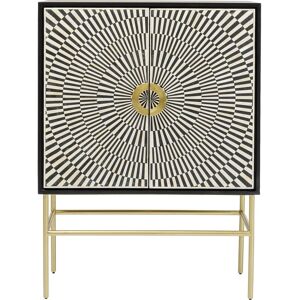 Kare Design Buffet haut 2 portes noir et blanc illusion d'optique