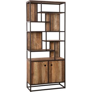 MACABANE Bibliotheque 2 portes en teck recycle acacia mahogany metal