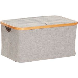 Hübsch Boîte de rangement avec couvercle en tissu gris et bambou L45