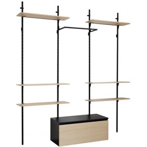 Sodiake Dressing bibliotheque modulable industriel 6 etageres + caisson bois