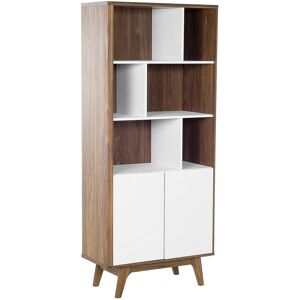 Beliani Meuble de rangement bibliotheque marron et blanc