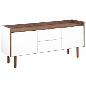 Beliani Commode blanche et bois fonce