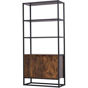 Homcom Bibliotheque style industriel 3 etageres + placard 2 portes