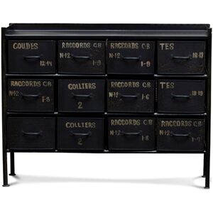 PIB Commode d'atelier 12 tiroirs en metal noir