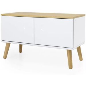 Tenzo Banc en bois avec rangements L79cm blanc