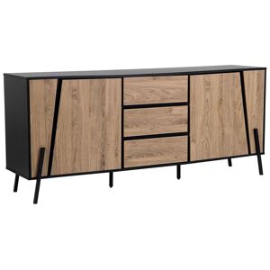 Beliani Commode en bois clair et noir