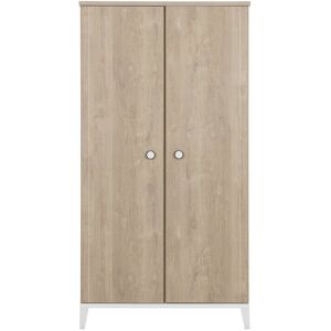 Calicosy Armoire 2 portes Decor bois et blanc Bebe - 102 x 195cm