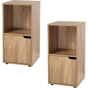 Calicosy Tables de chevet 2 cases decor bois 1 porte - lot de 2