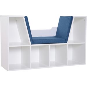 Homcom Bibliotheque banc 2 en 1 - 6 casiers coussins inclus